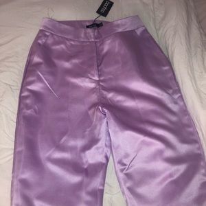Boohoo satin lavender pants